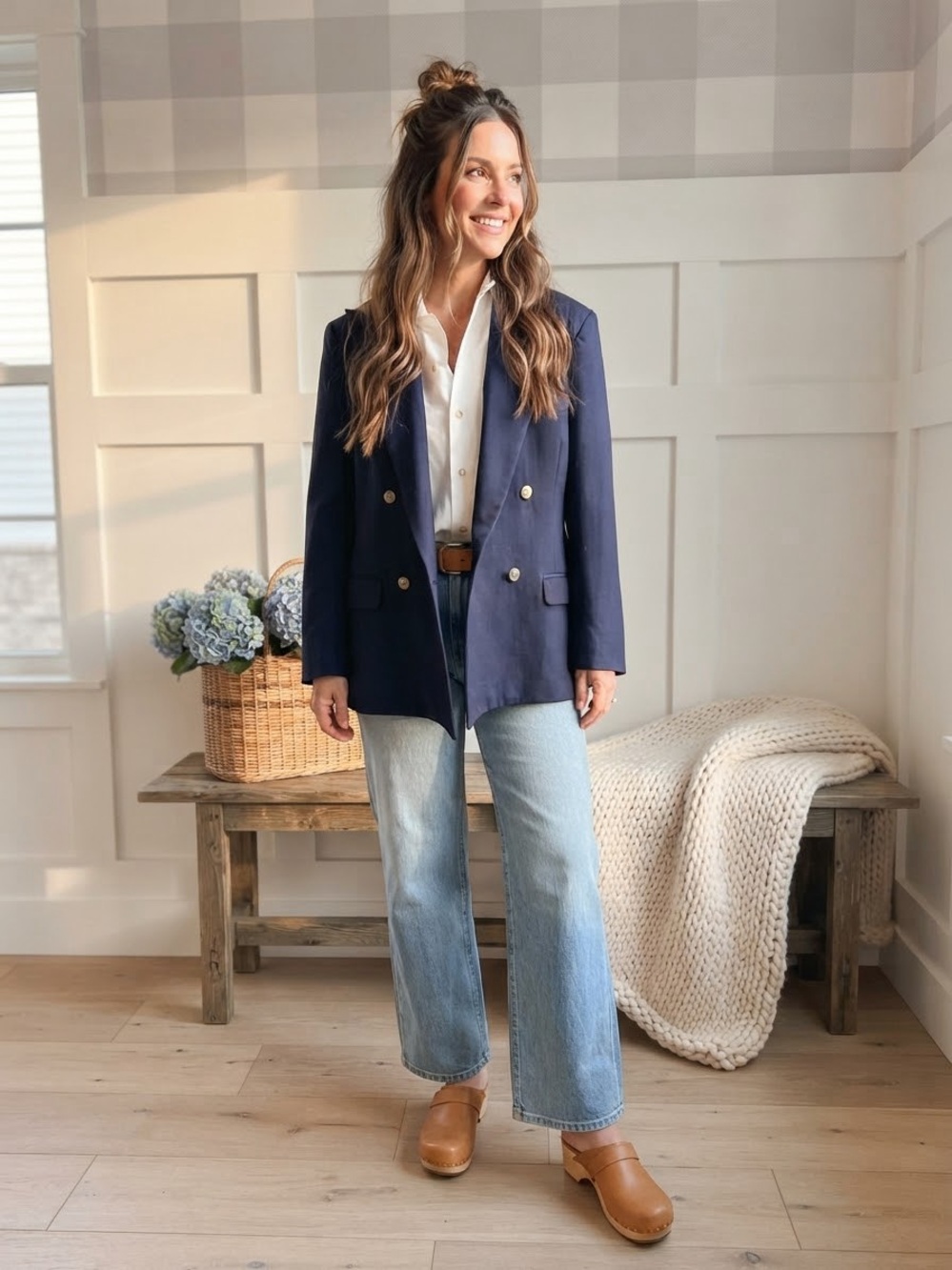 Vintage Ralph Lauren Navy Double-Breasted Blazer with Gold Buttons